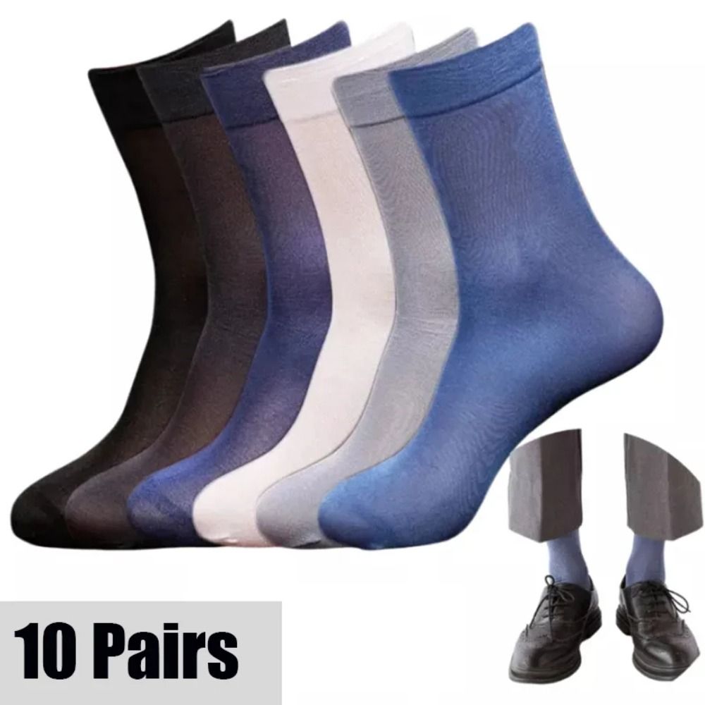Silk Sock Bamboo - 10 pares de meias masculinas casuais